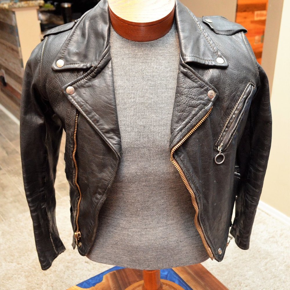Vintage 1960's Brooks Leather Motorcycle Jacket